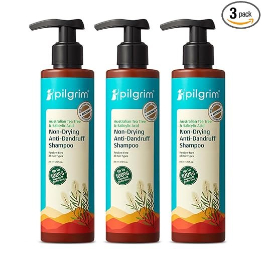 Pilgrim Australian Tea Tree Non-Drying Anti-Dandruff Shampoo 200ml (3 Pack)